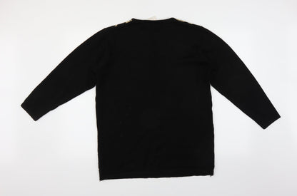 Back view of Classics women’s black geometric jumper, size UK 12