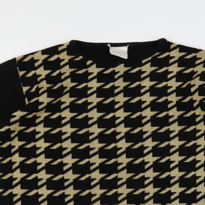 Close-up detail of Classics women’s black geometric jumper, size UK 12