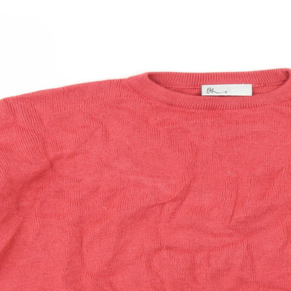 Close-up detail of BHS women’s pink jumper, size UK 10