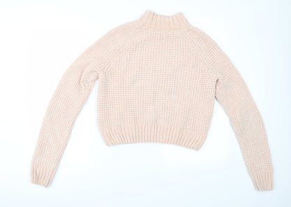 Back view of Divided by H&M women’s pink henley jumper, size S