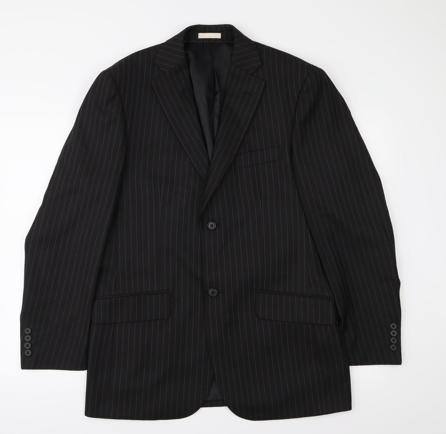 Greenwoods Mens Black Striped  Jacket Suit Jacket Size 38