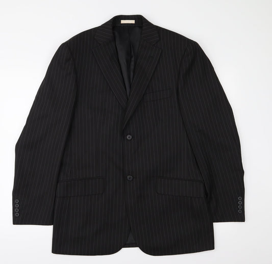 Greenwoods Mens Black Striped  Jacket Suit Jacket Size 38