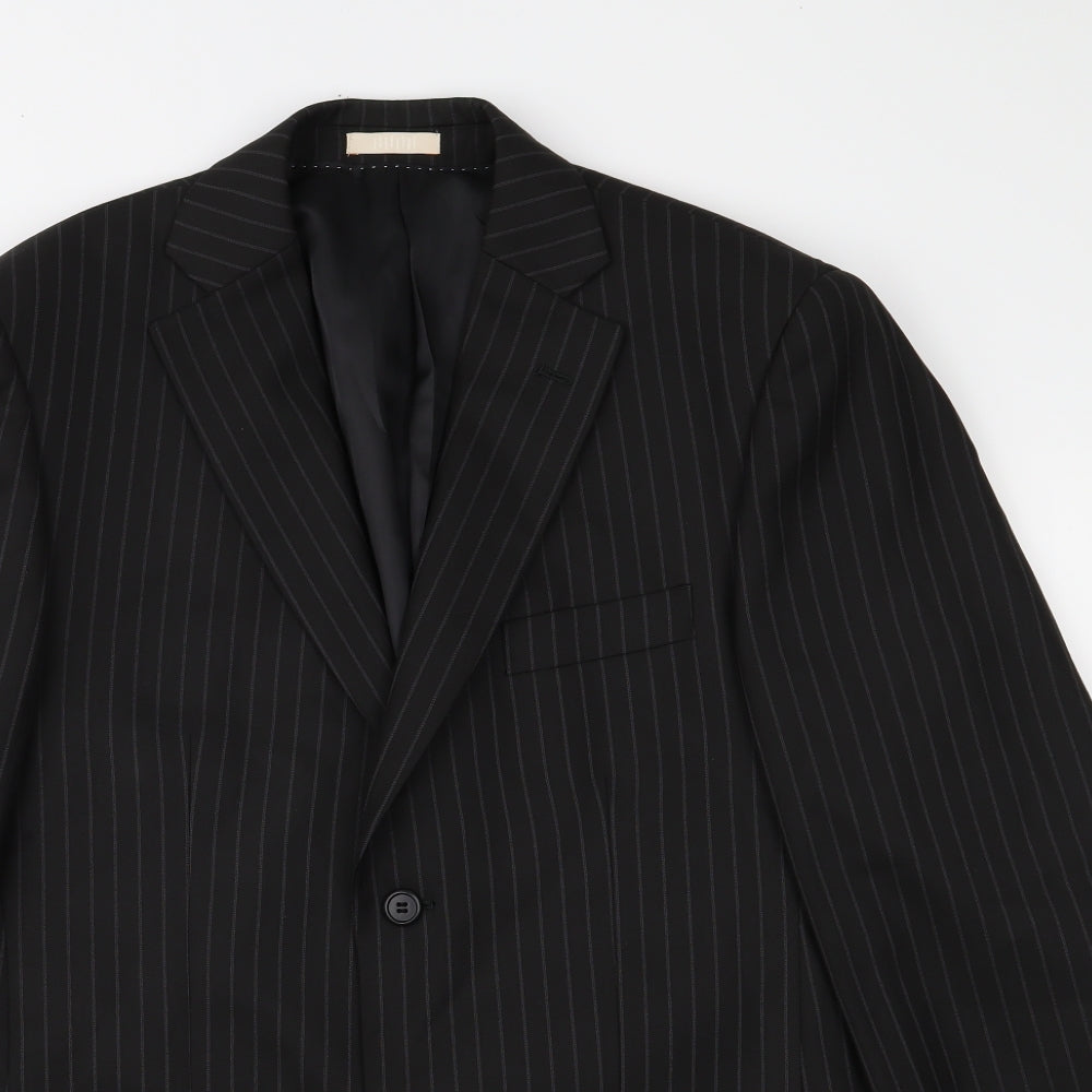 Greenwoods Mens Black Striped  Jacket Suit Jacket Size 38