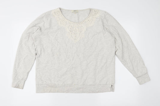 Papaya Womens Grey  Jersey Pullover Sweatshirt Size 14