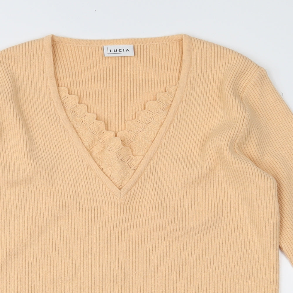 LUCIA Womens Orange  Knit Pullover Jumper Size 16