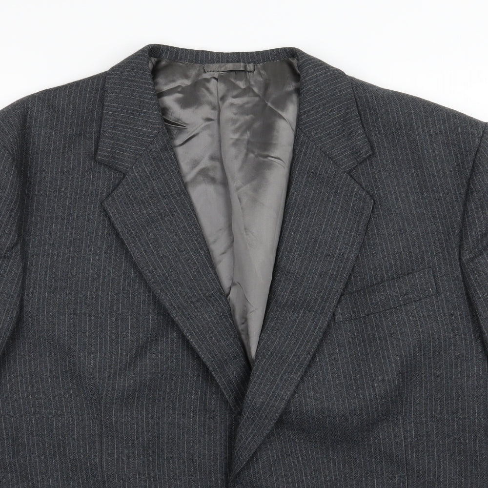 Preworn Mens Blue Striped Rayon Jacket Suit Jacket Size 40
