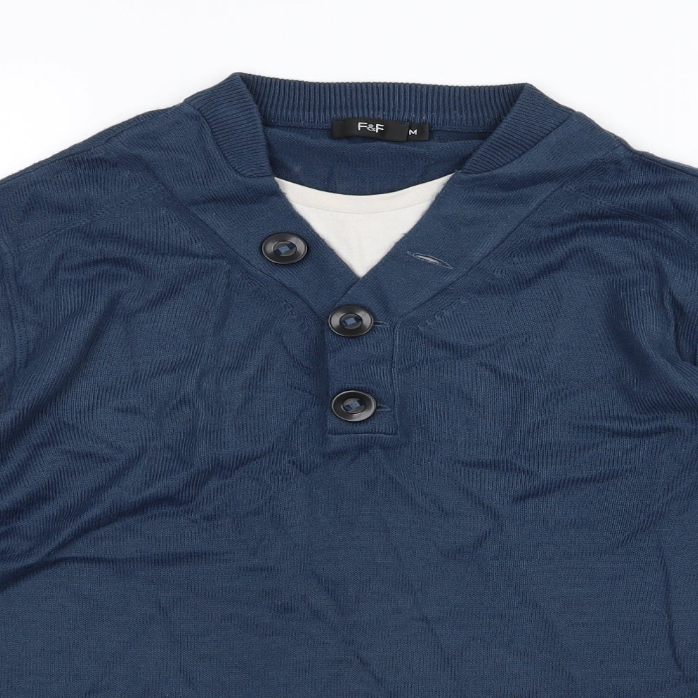 F&F Mens Blue  Knit Pullover Jumper Size M