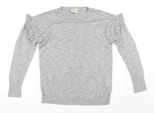 Papaya Womens Grey   Pullover Jumper Size S  - Ruffle Sleeve