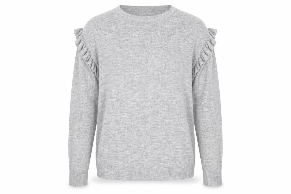Papaya Womens Grey   Pullover Jumper Size S  - Ruffle Sleeve
