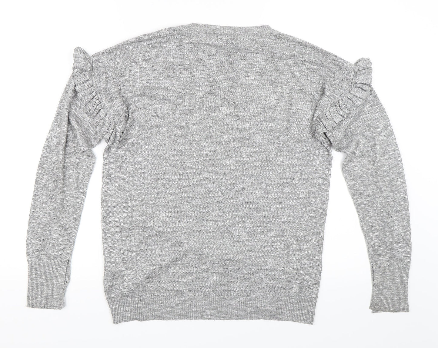 Papaya Womens Grey   Pullover Jumper Size S  - Ruffle Sleeve