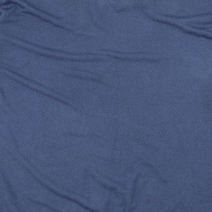 Brand and care label for Marks & Spencer men’s blue jumper, size L