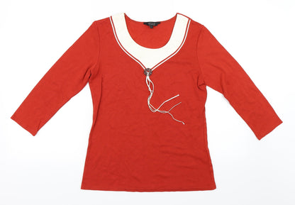 Additional front view of Elite collection women’s red basic blouse, size UK 12