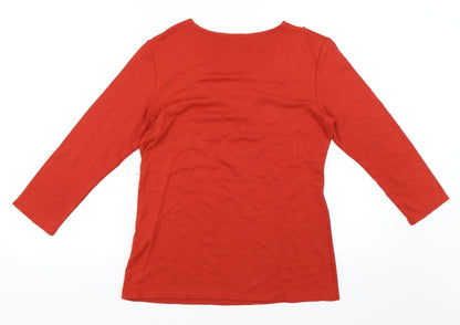 Back view of Elite collection women’s red basic blouse, size UK 12