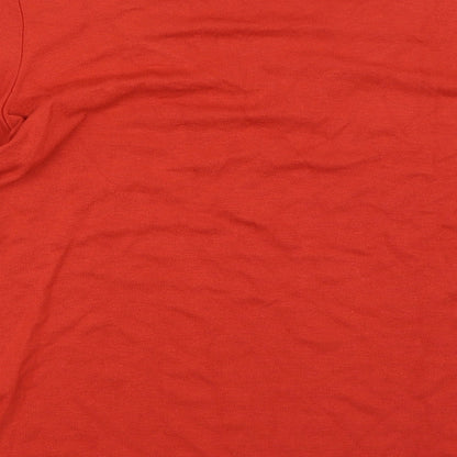 Brand and care label for Elite collection women’s red basic blouse, size UK 12
