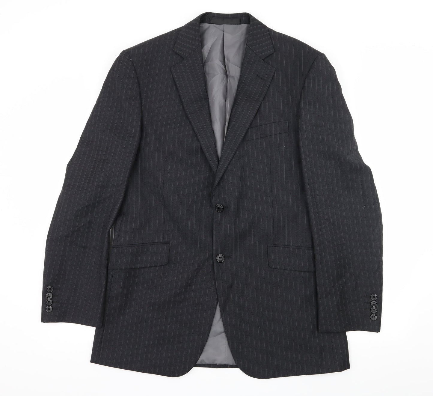 Marks and Spencer Mens Grey Striped  Jacket Suit Jacket Size L