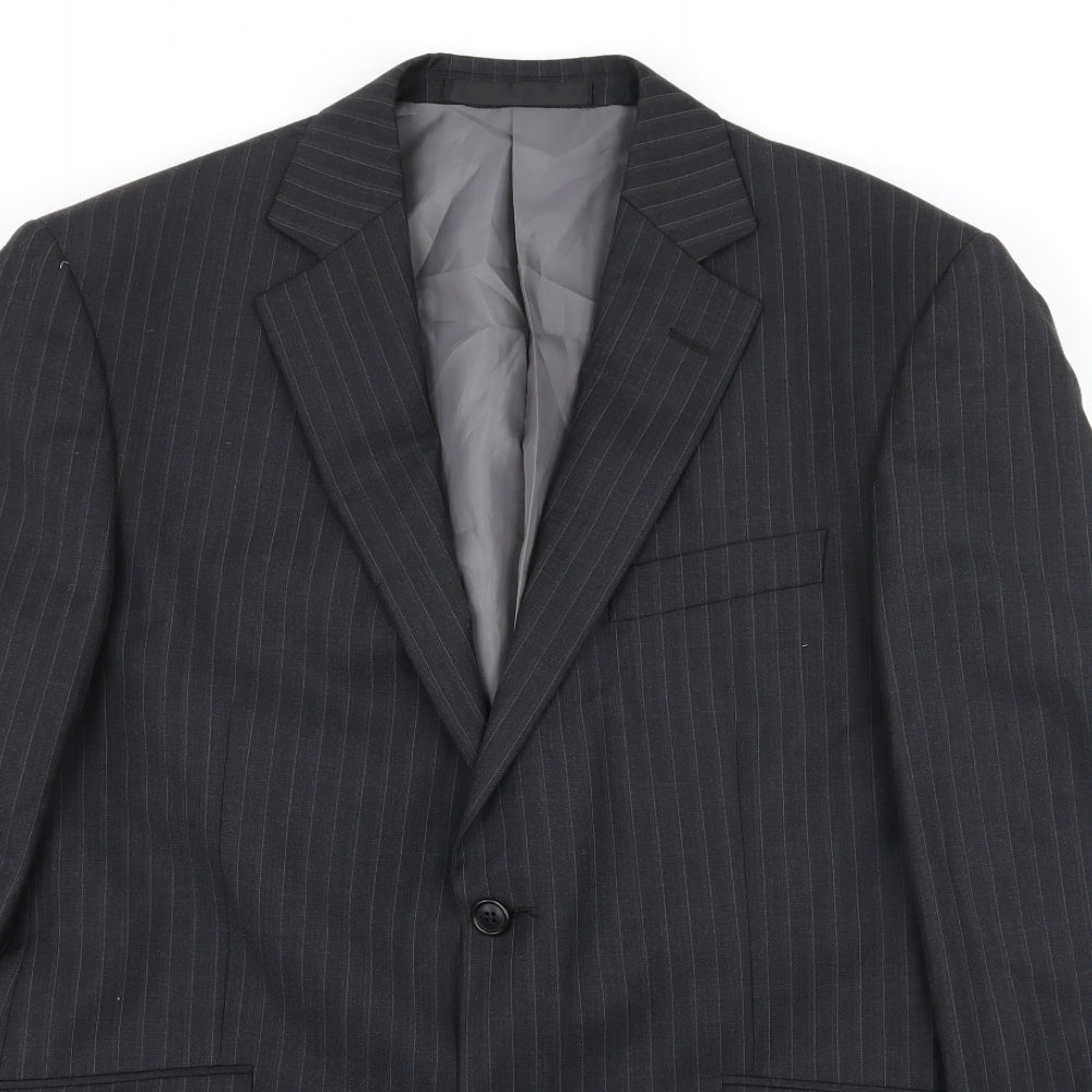 Marks and Spencer Mens Grey Striped  Jacket Suit Jacket Size L