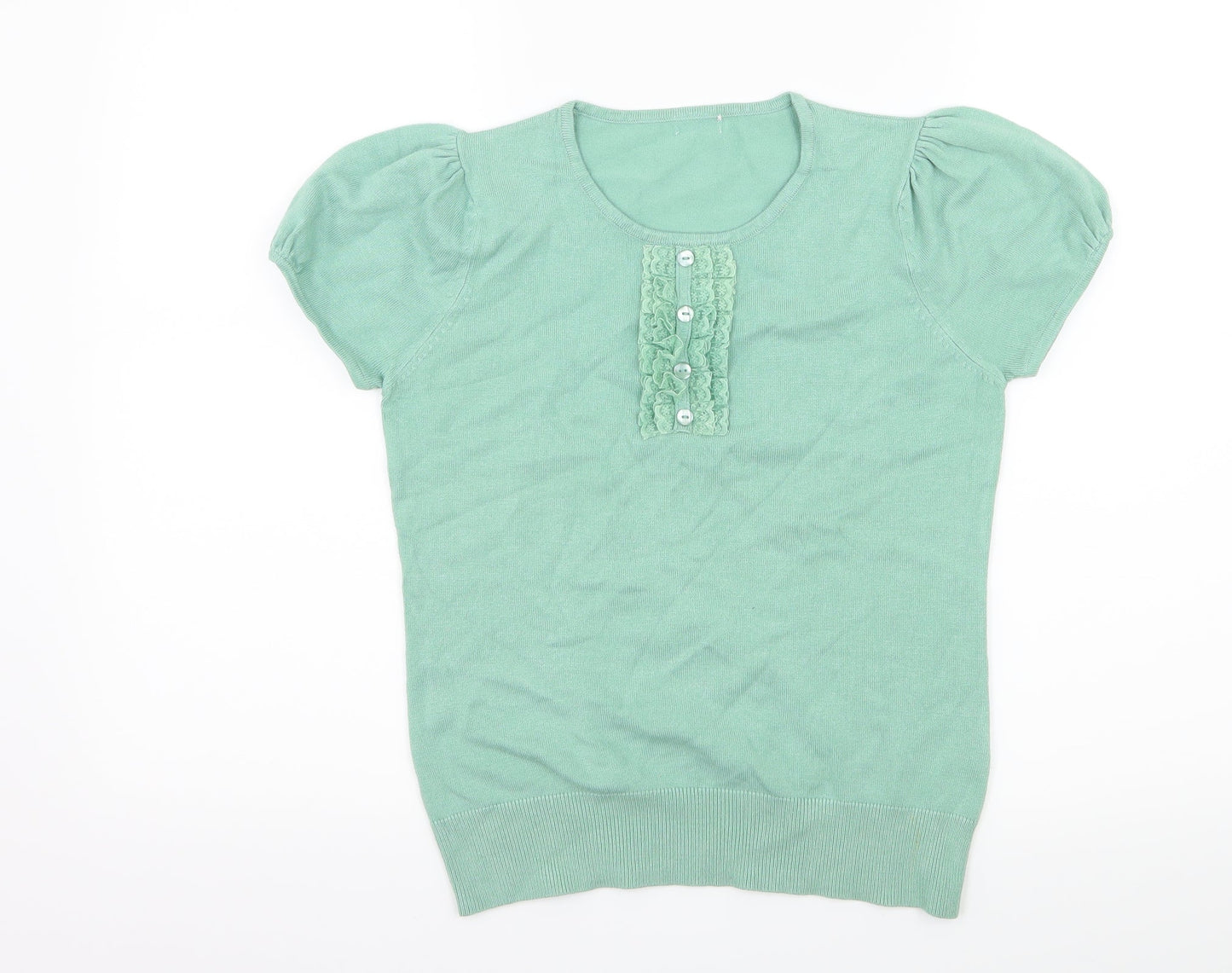 Preworn Womens Green  Knit Basic T-Shirt Size S