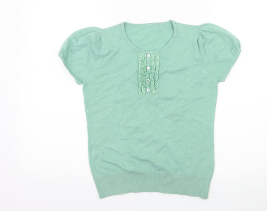 Preworn Womens Green  Knit Basic T-Shirt Size S