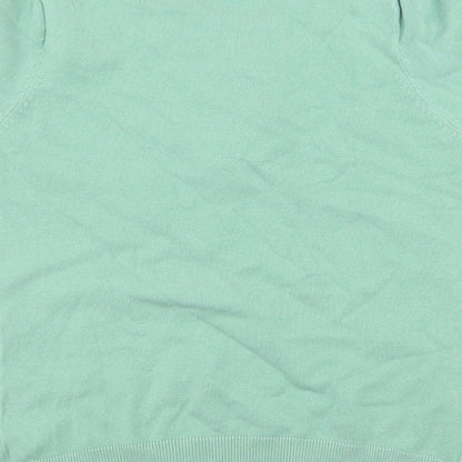 Brand and care label for Preworn women’s green knit basic t-shirt, size S