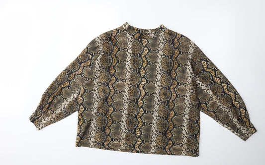 George Womens Green Animal Print  Pullover Sweatshirt Size M
