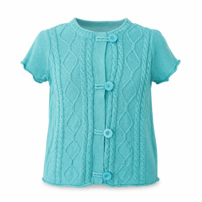 Front view of EWM women’s blue knit cardigan jumper, size UK 14