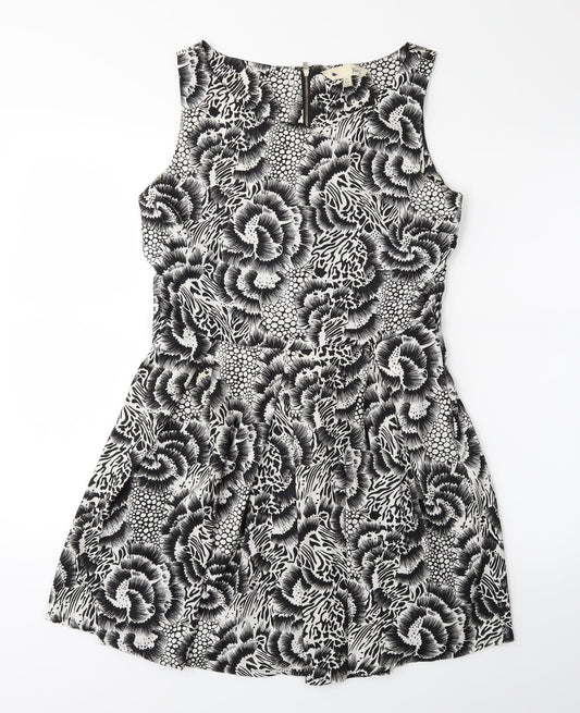 Yumi Womens Black Floral  Fit & Flare  Size 12