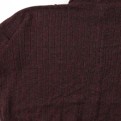 Brand and care label for Topshop women’s red knit jumper, size UK 10