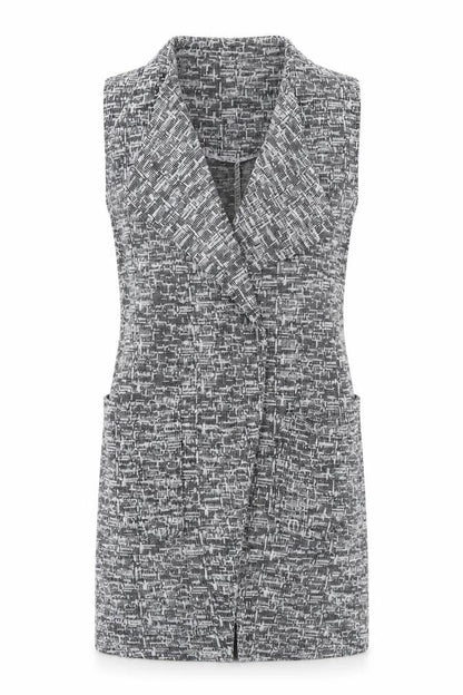 Front view of TEMT women’s grey jacket waistcoat, size UK 10