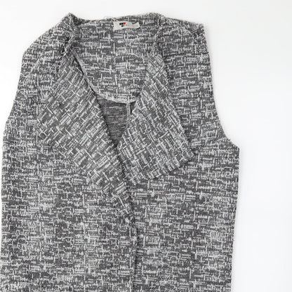 Close-up detail of TEMT women’s grey jacket waistcoat, size UK 10