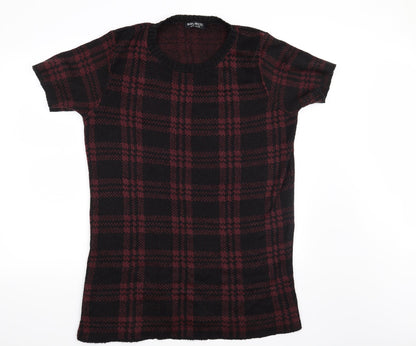 Front view of Select women’s red check jumper, size UK 14