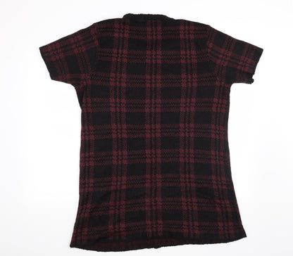 Back view of Select women’s red check jumper, size UK 14