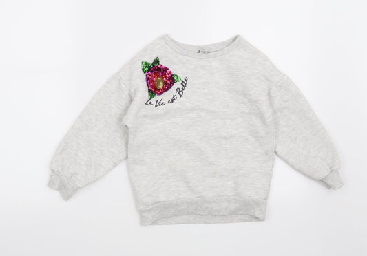 TU Girls Grey   Pullover Sweatshirt Size 7 Years  - La Vie Est Belle
