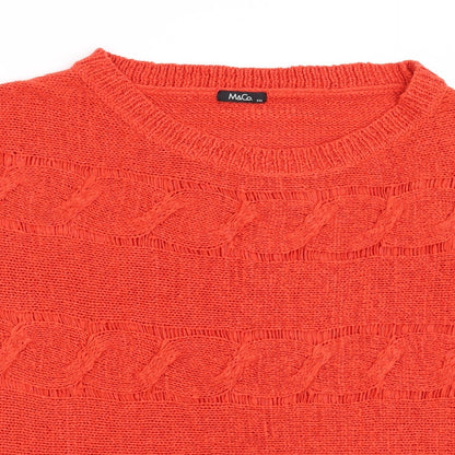Close-up detail of M&Co women’s red jumper, size 2XL