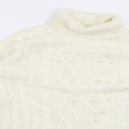 Close-up detail of F&F women’s beige jumper, size UK 12