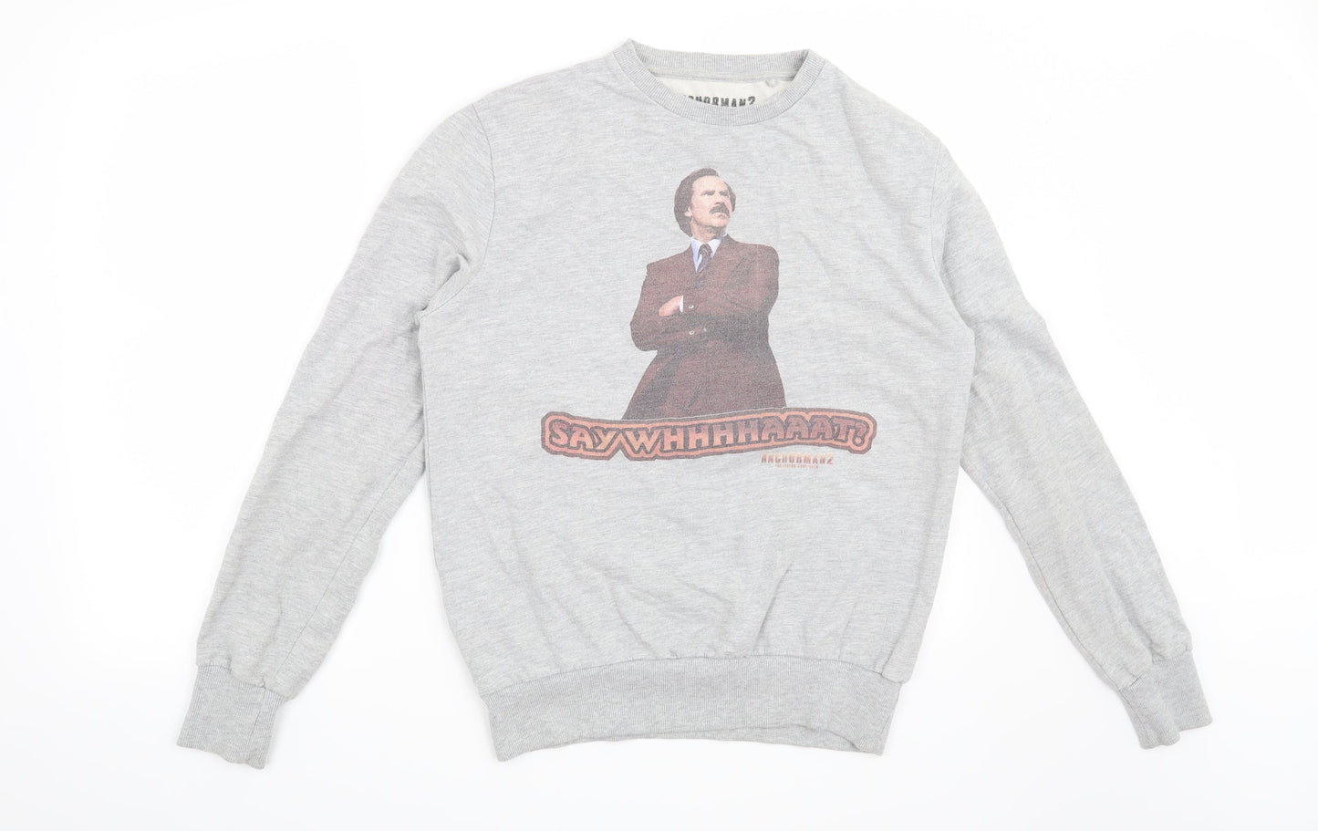 Cedar Wood State Mens Grey   Pullover Sweatshirt Size M  - Anchorman2 Say Whhhhaaat?
