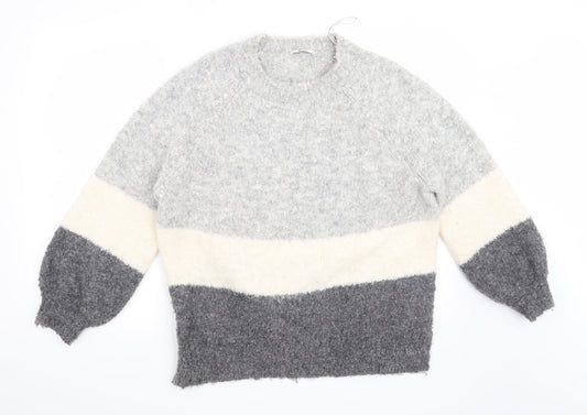TU Womens Grey Striped  Pullover Jumper Size 12