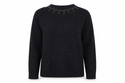 Front view of Dorothy Perkins women’s blue jumper, size UK 8