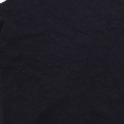Brand and care label for Dorothy Perkins women’s blue jumper, size UK 8
