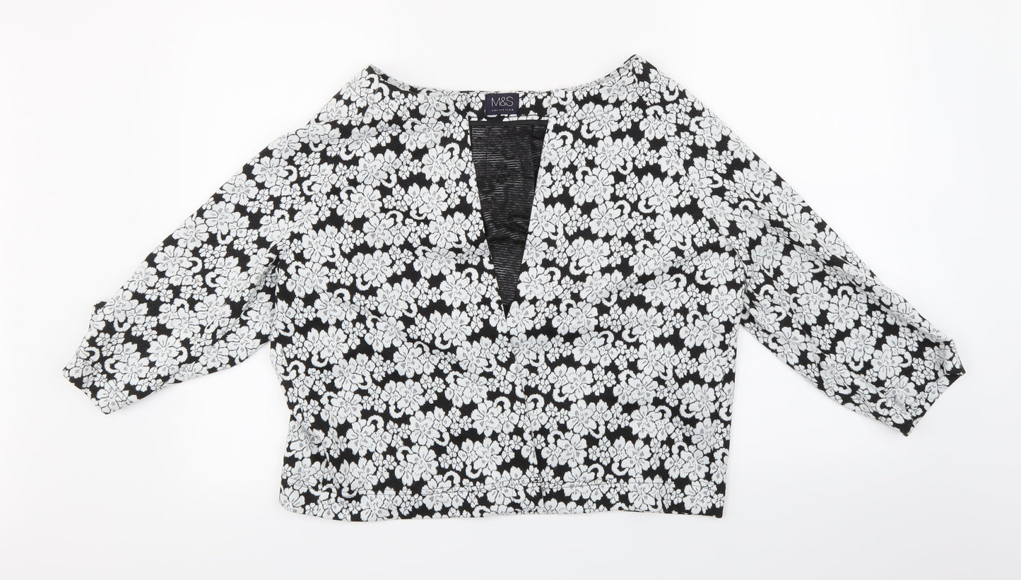 Marks and Spencer Womens Black Floral  Jacket  Size 14