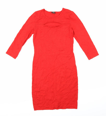 Additional front view of Express women’s red knit bodycon, size S