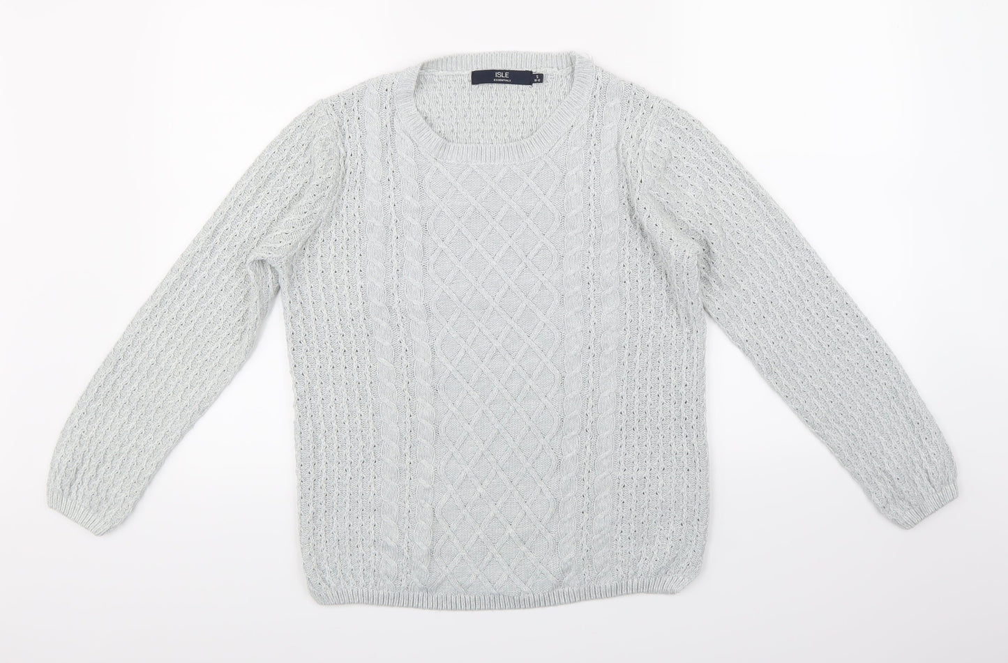 Isle Essentials Womens Grey  Knit Pullover Jumper Size S