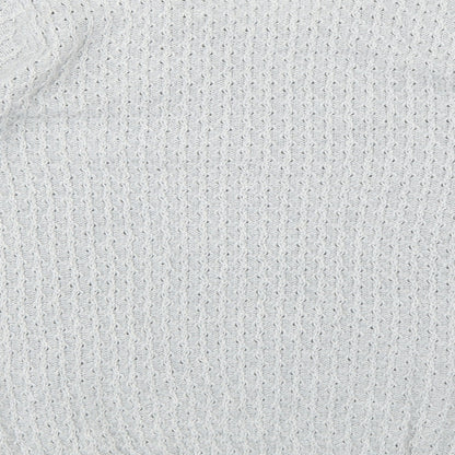 Brand and care label for Isle Essentials women’s grey knit jumper, size S