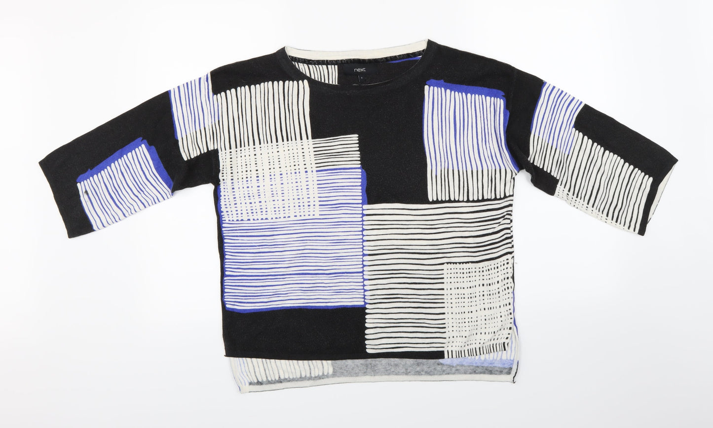NEXT Womens Black Striped Knit Pullover Jumper Size 6