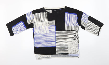 Additional front view of Next women’s black striped knit jumper, size UK 6