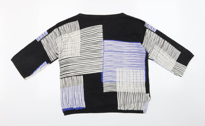 Back view of Next women’s black striped knit jumper, size UK 6