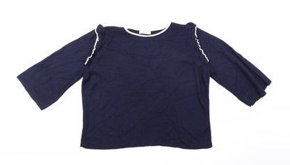 Additional front view of Per Una women’s blue knit jumper, size UK 16