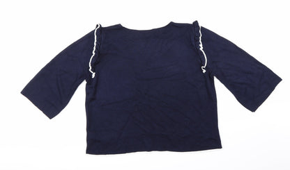 Back view of Per Una women’s blue knit jumper, size UK 16