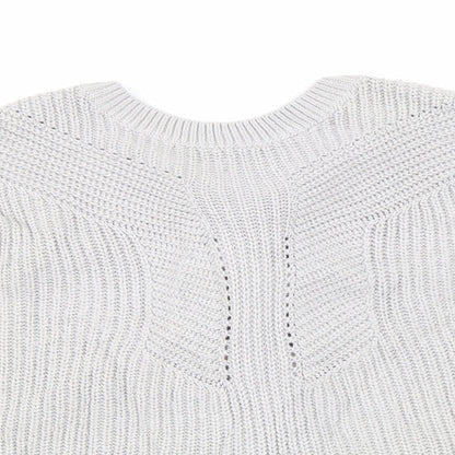 Close-up detail of Dorothy Perkins women’s grey knit jumper, size UK 12