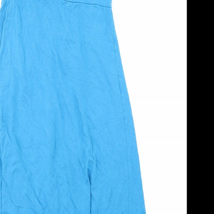 Brand and care label for Bershka women’s blue a-line, size S