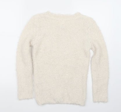 Back view of New Look women’s white jumper, size UK 8